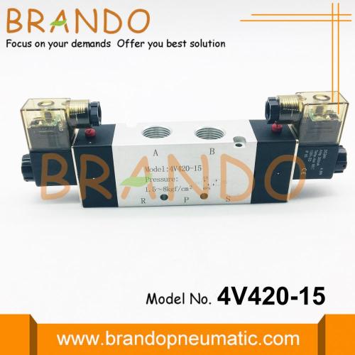 Pneumatic Solenoid Valve 4V420-15 With Double Coils