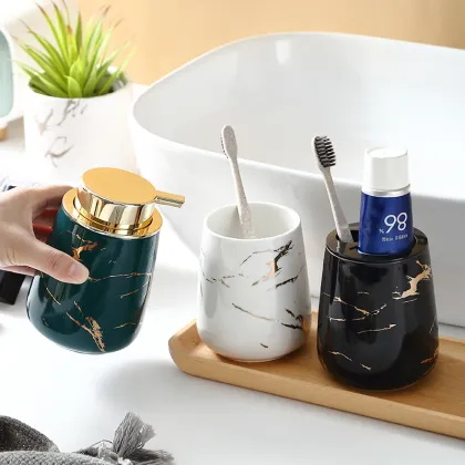 Bathroom Marbling Tooth-brushing Cup with Handle