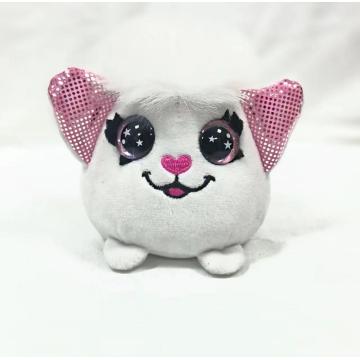 Cute fried fur white kitten plush toy