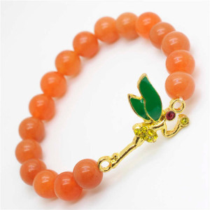 Red Aventurine Gemstone Bracelet with Diamante alloy dragonfly Piece