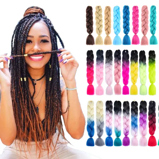Synthetic High Temperature Fiber Yaki Ombre Braiding Hair Super Jumbo Braid For African Hair Extension
