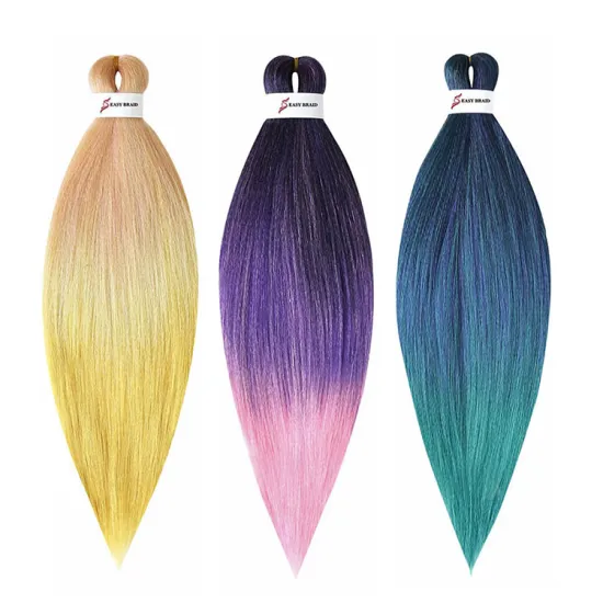 wholesale price pre stretched braiding hair yaki synthetic ombre color professional braiding hair for crochet braids twist hair