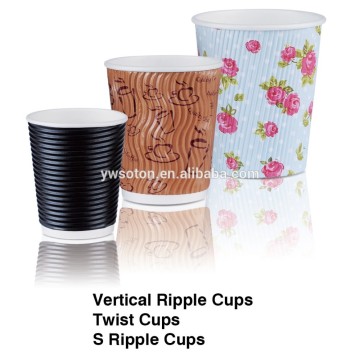 Ripple Paper Hot Cups Disposable Drinking Eco-friendly Coffee &Tea Cups Corrugated Cup