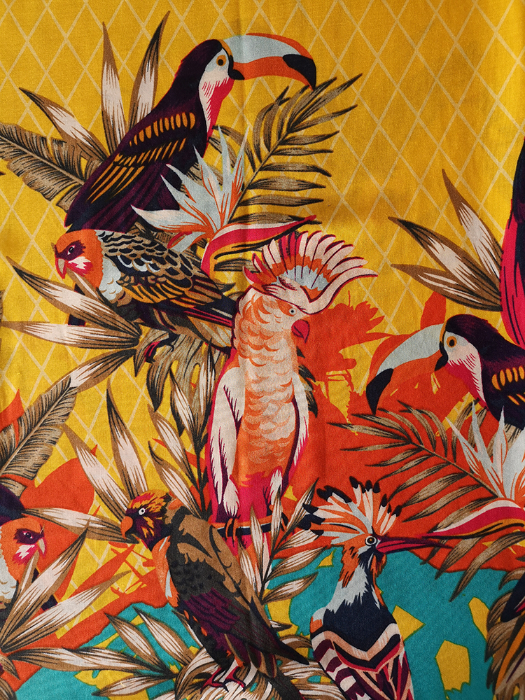 Birds Design Rayon Challis 32S Printing Fabric