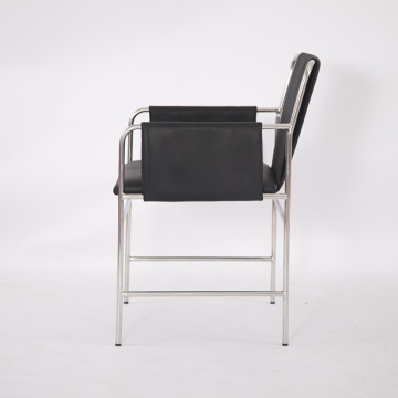 Black genuine leather modern envelope chair