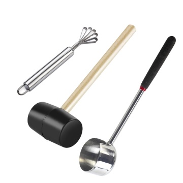 304 Stainless Steel Coconut Tool with Rubber Handle | Striker Pounder Lid Opener, Hammer, Grater & Shredder