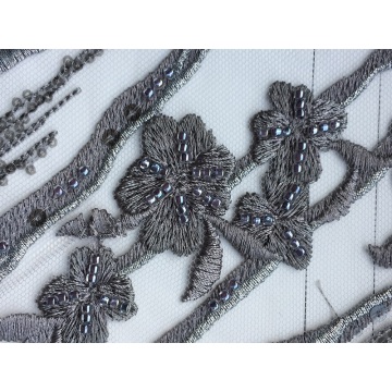 Embroidered Corded Sequined Mesh Wedding Decoration