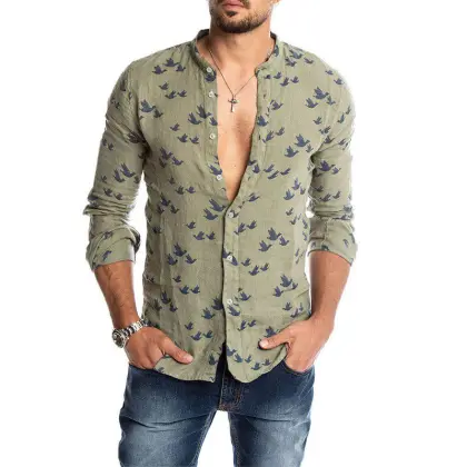 Customized High Quality Men's Linen Tunic Shirt
