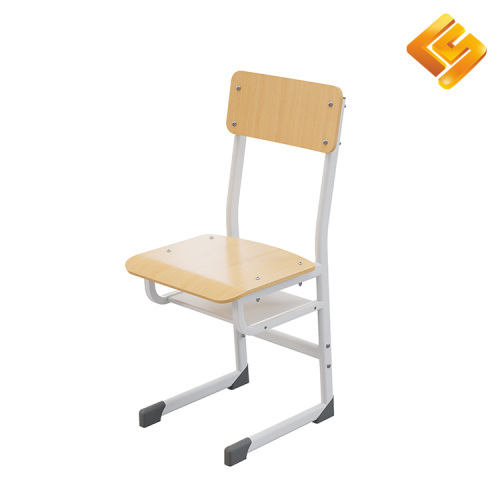 Белый учебный стул из стали и дерева с L-образным профилем