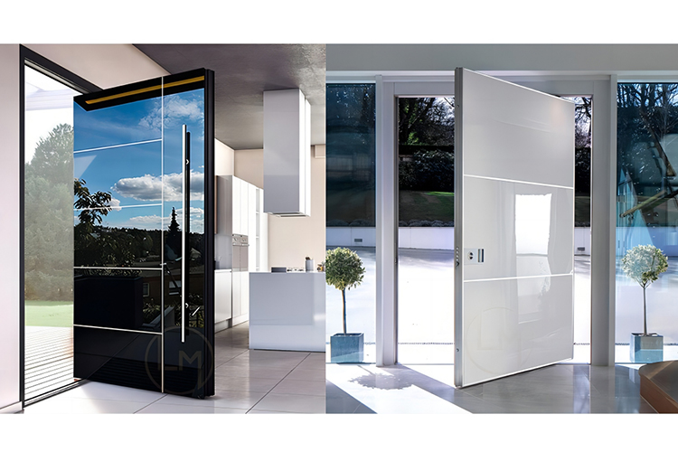 pivot door with glass