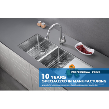 Double Bowls Kitchen Sink with Drain Board