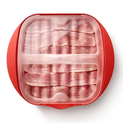 Custom Food Grade PP Material Bacon Microwave Cooker with Lid