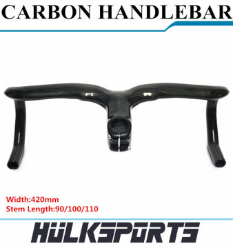 Factory Directly Supplier Carbon Road Handlebar 3K Glossy Finishing 420 mm * 90/100/110 Road Handlebar 700C Road Handle Bar