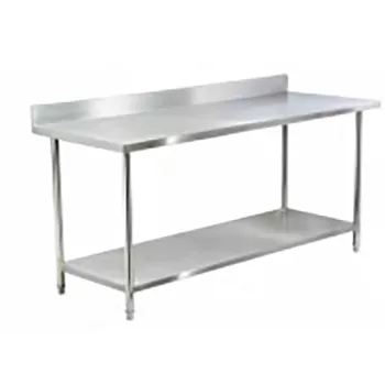 Stainless Steel 2-Deck Worktable with Splashback, 1.0 Thickness