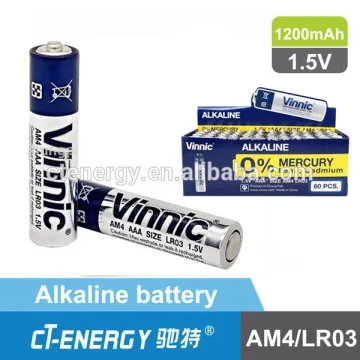 1.5v aaa am4 lr03 alkaline battery for MP3 player