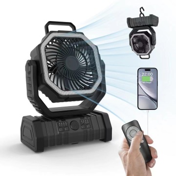 20000mAh Rechargeable Portable Tent Fan with Hanging Hook and Power Bank for Outdoor Camping