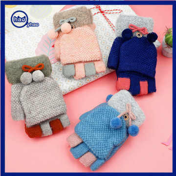 Yhao Women's Flip Gloves Girls' Knitted Fingerless Gloves