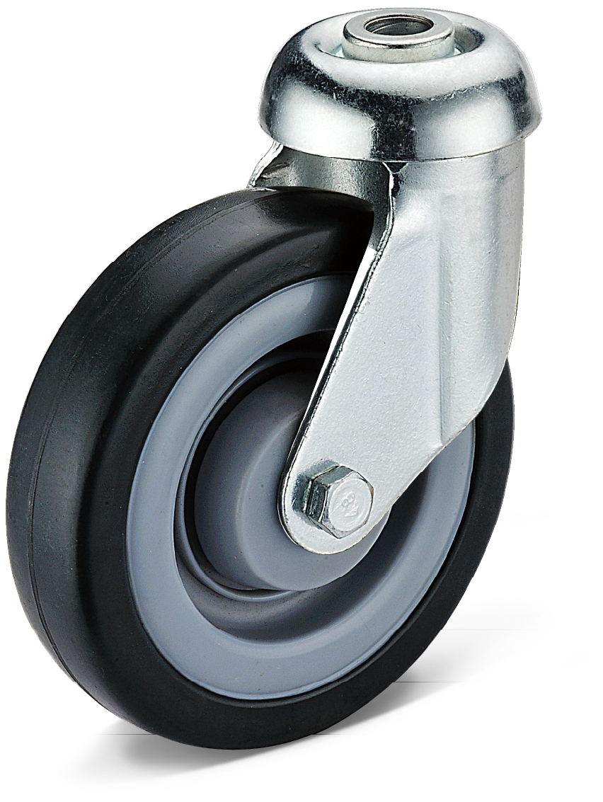 Black Rubber Bolt Hole Movable Casters