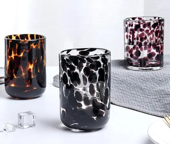 premium black spot effect drinking glasses water cup