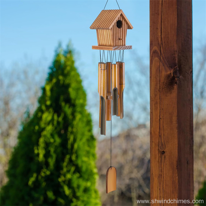 Birdhouse Wind Chimes for Outdoor Yard and Garden Decor