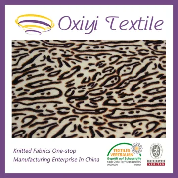 Animal skin design weft knitting velboa super soft printing fabric