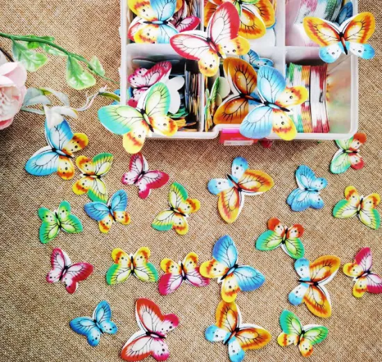 Customize Logo Kangkai Cake Supplier: Edible Glutinous Wafer Rice Paper Butterfly for Cake Decoration