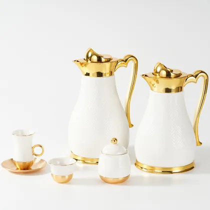 Luxury Royal Elegant Gold Coffee & Tea Set - 27pc Porcelain Turkish Tea Cup Set