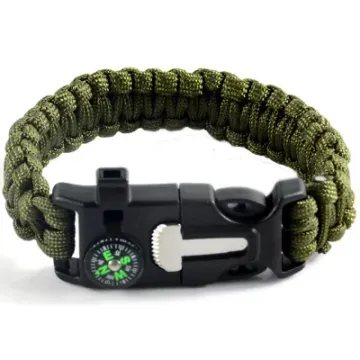 Outdoor Multifunctional Survival Paracord Bracelet with Fire Starter Whistle Buckle
