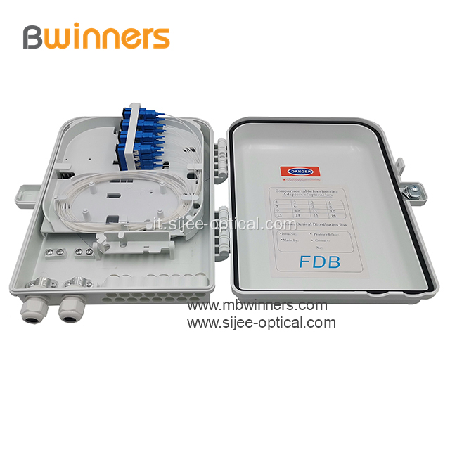 Scatola di distribuzione in plastica a fibra ottica con splitter PLC 1x16 impermeabile IP65