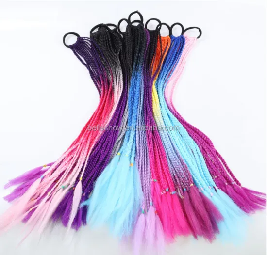 Hot sell Ombre Mixed Color Straight Synthetic Ponytail Wrap Around Ponytail Colorful small pigtail hair circle color ponytail