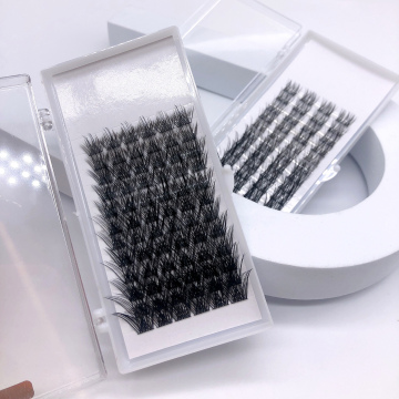 Toptan bireysel DIY küme kirpikleri ve özel etiket yapıştırıcı astarlı sahte kirpikler