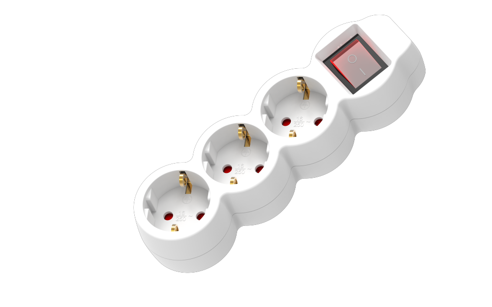 แถบพลังงาน 3 ทางพร้อมสวิตช์ไฟ