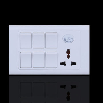 6 gang switch + 3 pin socket + fan regulator switch