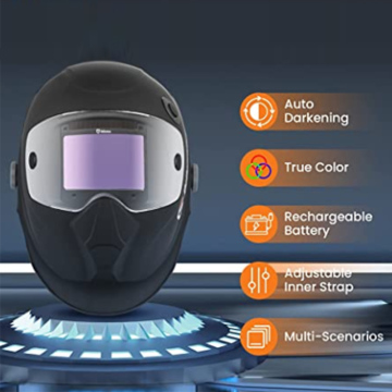 USB intelligent charging 100x70 LCD level 1-1-1-1 automatic dimming cool helmet, high-definition true color and long endurance
