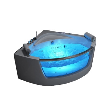White Fan-shaped Corner HydroMassage Bathtub for Adults