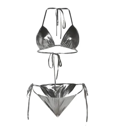 2024 Summer Fashion: Discover the Latest Shiny Halter Backless Bikinis for Women