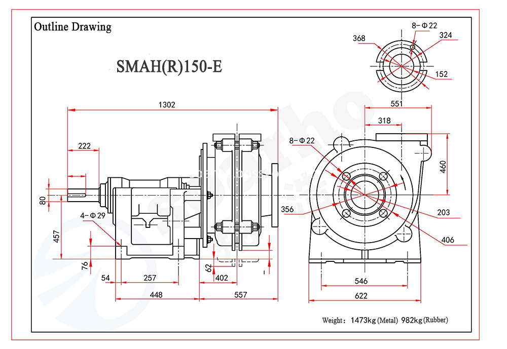 SMAH(R)150-E outline drawing