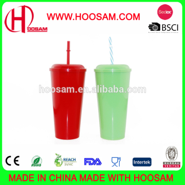 2017 Promotional 16 oz Double Wall Plastic Tumbler with straw