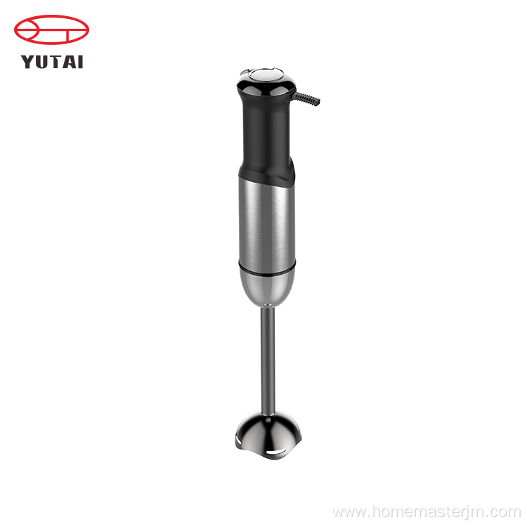 Stainless steel immersion hand blender with chopper.