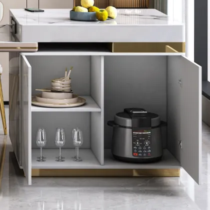 Stainless Steel Base Marble Top Induction Cooker Dining Table