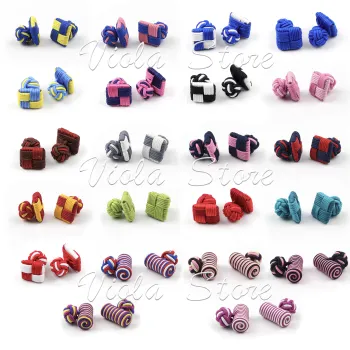 Colorful Stretchable Rope Silk Knot Cufflinks: Unique Men's Accessory for Parties, Clubs, Weddings & Gifting