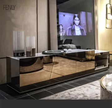Luxury Italian Customization Tempered Glass Storage Cabinet - Modern Simple TV Stand