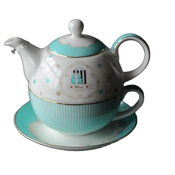 CH906 Classica British British White Cup Ceramic Set con bordo d'oro - Set da tè per uno
