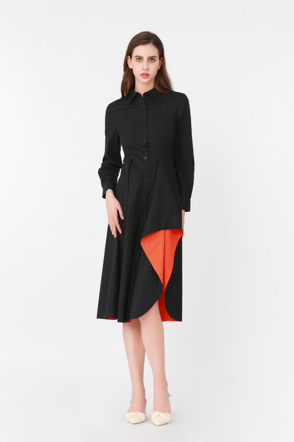 One-side Draped Shirt Dress