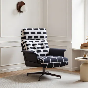 Modern Fabric High Back Swivel Lounge Chair