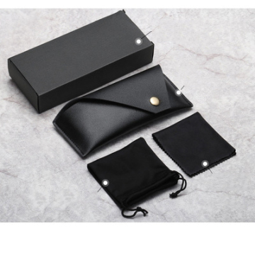 Rectangle Case Set with Soft Leather Pouch, Cleaning Cloth for Eye Glasses