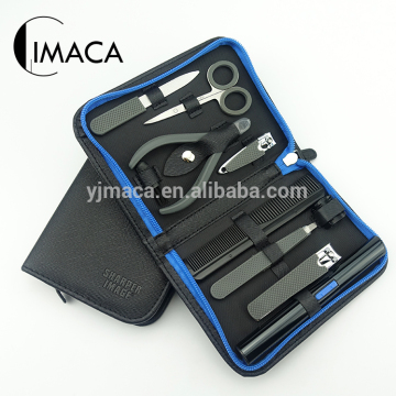 wholesale 8PCS silicon handle stainless steel PU zipper case nail beauty tools set