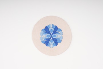 Blue Gradient Chrysanthemum Embroidery Coaster