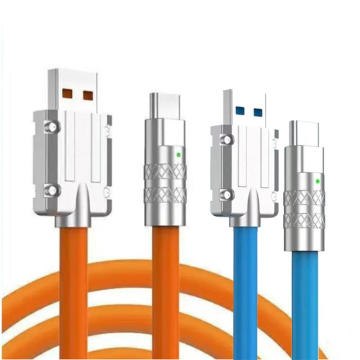 Customizable USB A to Type-C PD Fast Charging Silicone Cable (1m/2m/3m, 6A, 66W/120W)