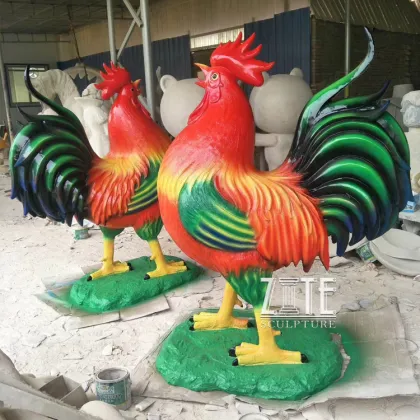 Custom large resin chicken sculpture fiberglass rooster statues for garden